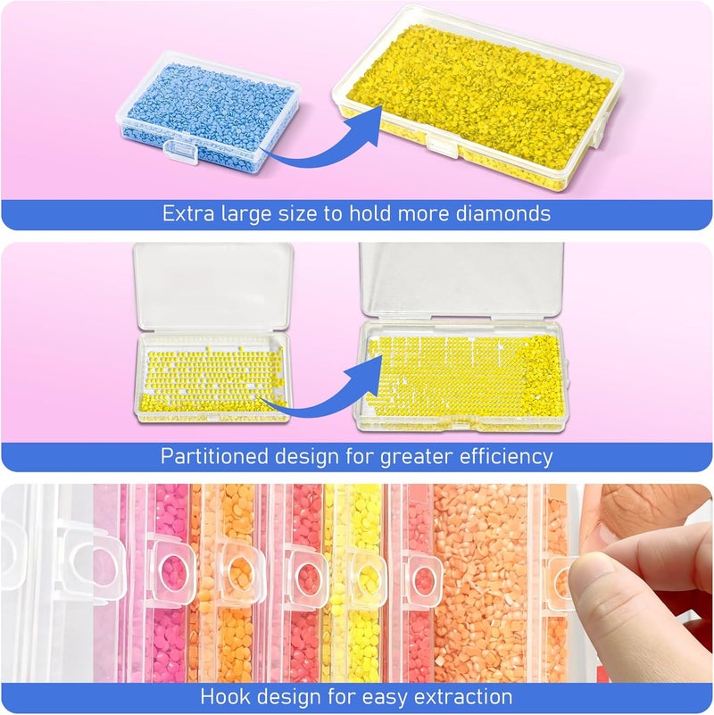 Sumekar 15PCS Extra Large Diamond Painting Storage Containers Trays,Diamond Painting Accessories,2-in-1 Diamond Art Trays with Lids(Clear) - Image 2